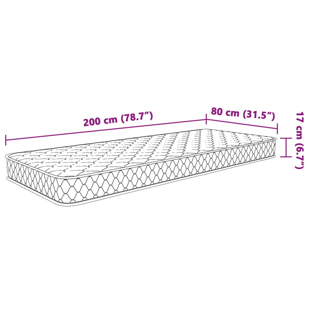 vidaXL Vzmetnica s spominsko peno bela 80x200x17 cm