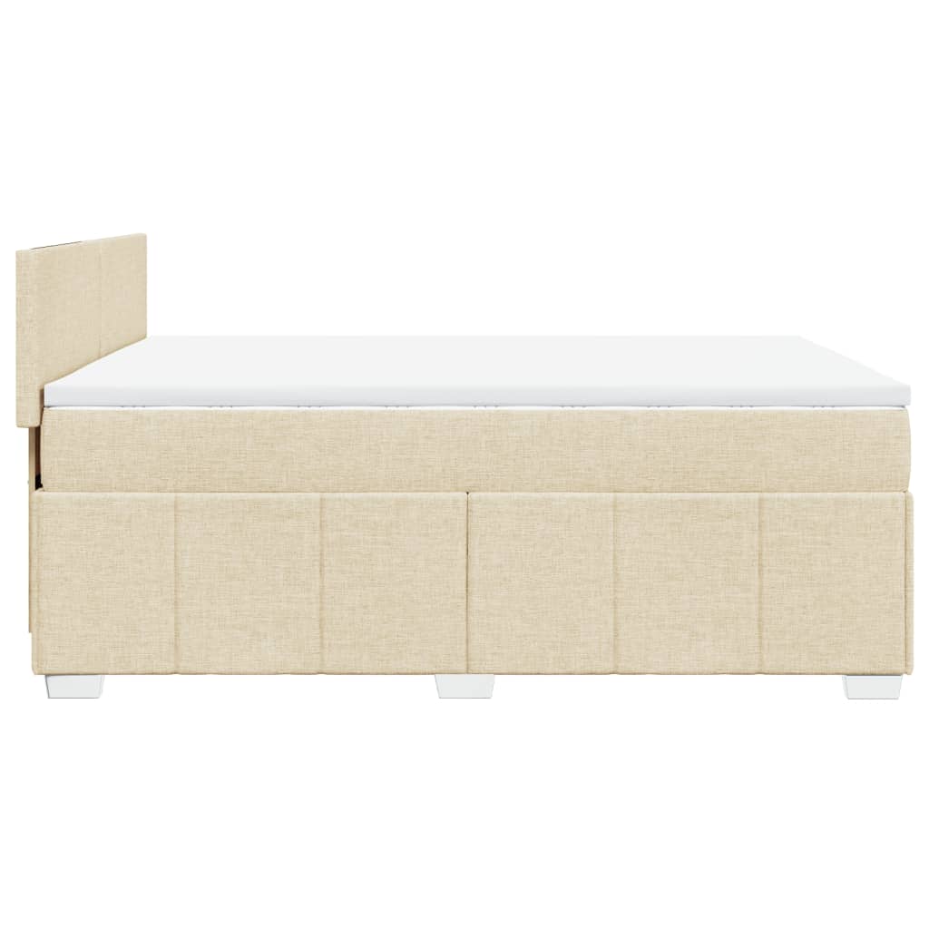 vidaXL Box spring postelja z vzmetnico krem 140x190 cm blago