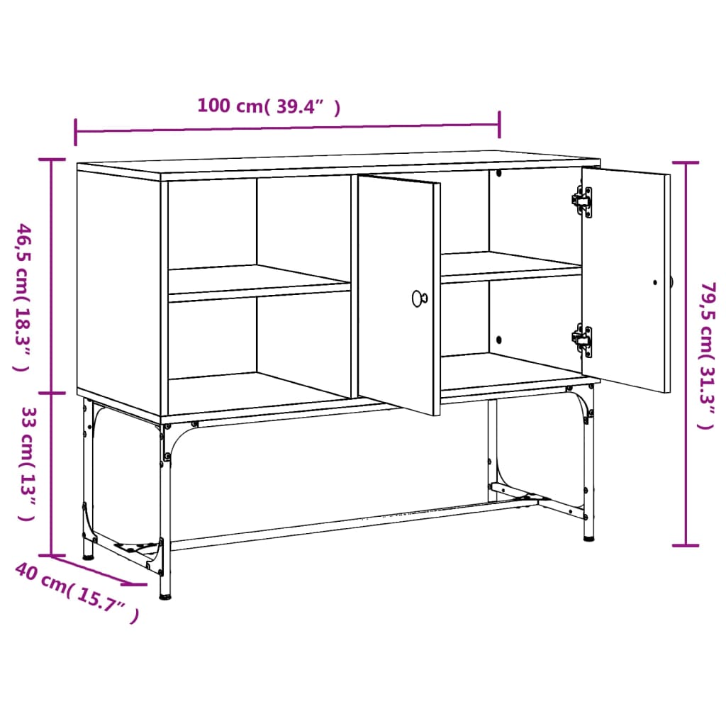 vidaXL Komoda rjavi hrast 100x40x79,5 cm inženirski les