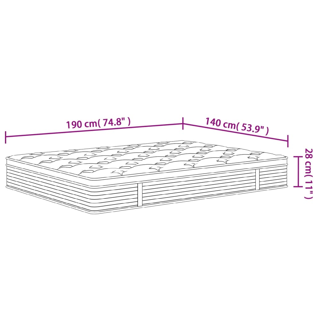 vidaXL Vzmetnica z žepkastim vzmetenjem srednja 140x190 cm