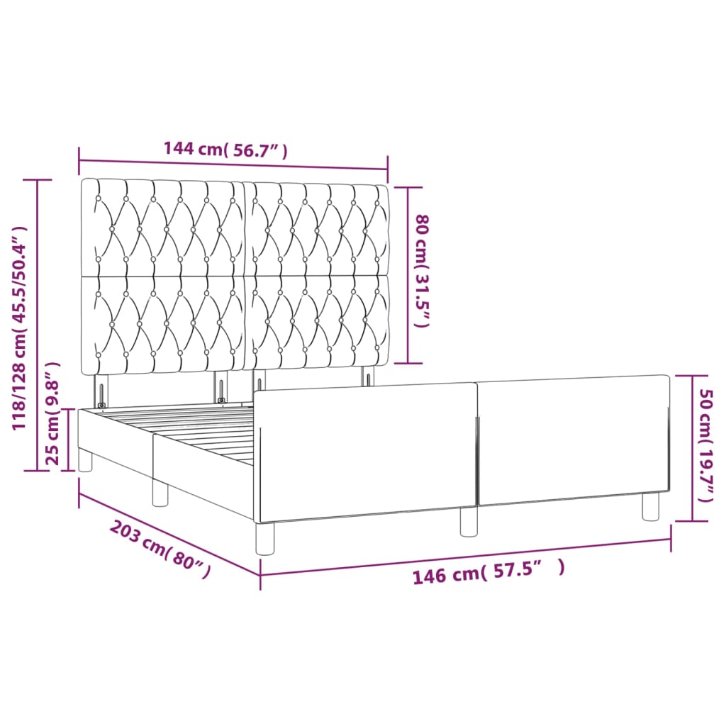 vidaXL Posteljni okvir z vzglavjem svetlo siv 140x200 cm žamet