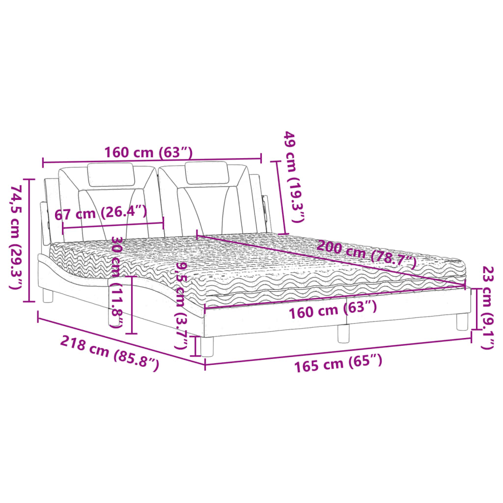 vidaXL Postelja z vzmetnico rjava 160x200 cm umetno usnje