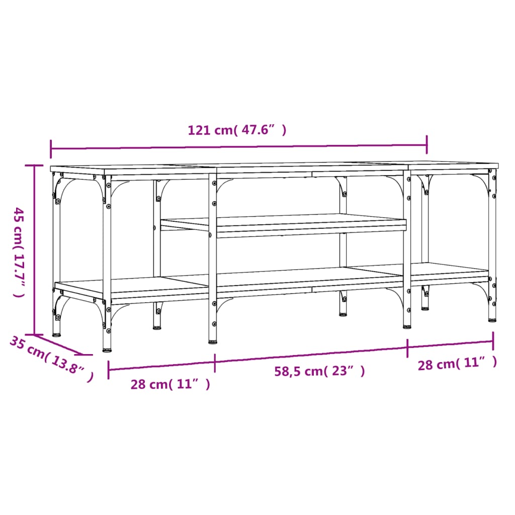 vidaXL TV omarica črna 121x35x45 cm inženirski les in železo