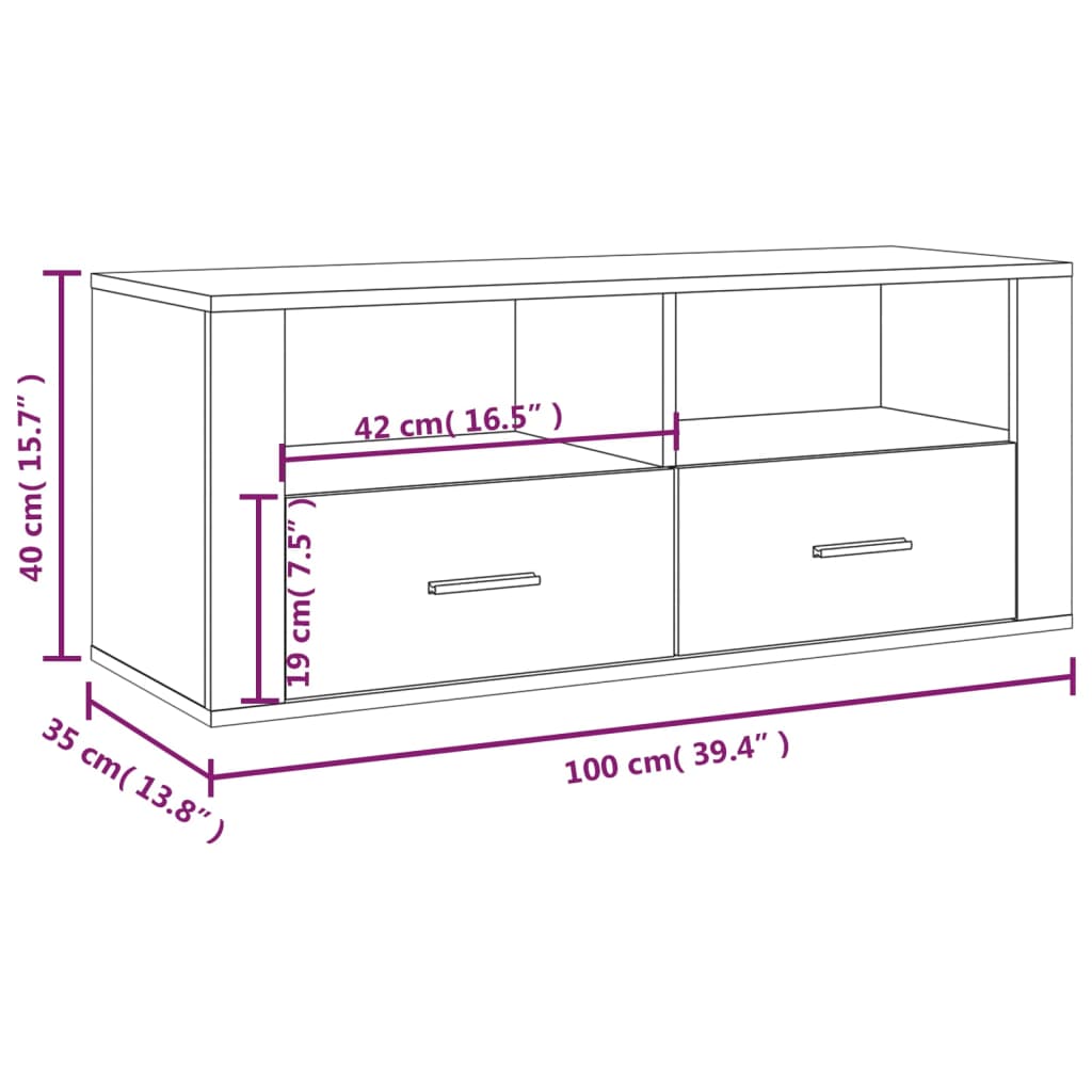 vidaXL TV omarica siva sonoma 100x35x40 cm inženirski les