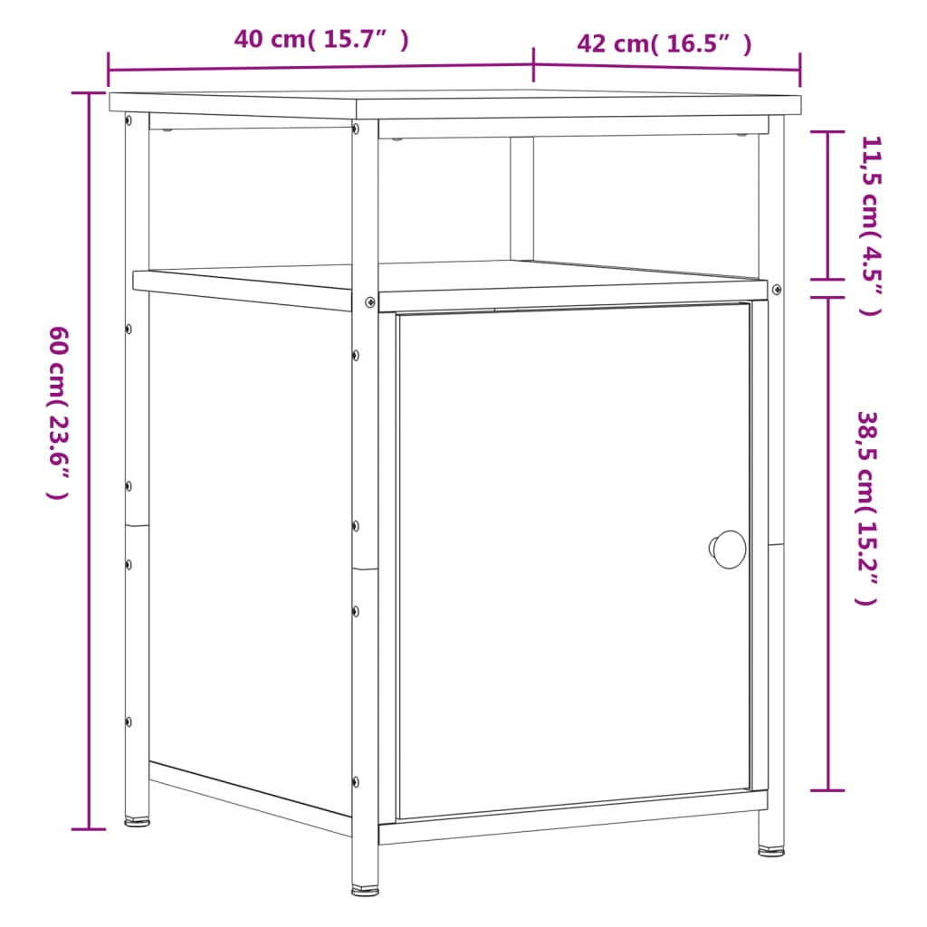 vidaXL Nočna omarica 2 kosa črna 40x42x60 cm inženirski les