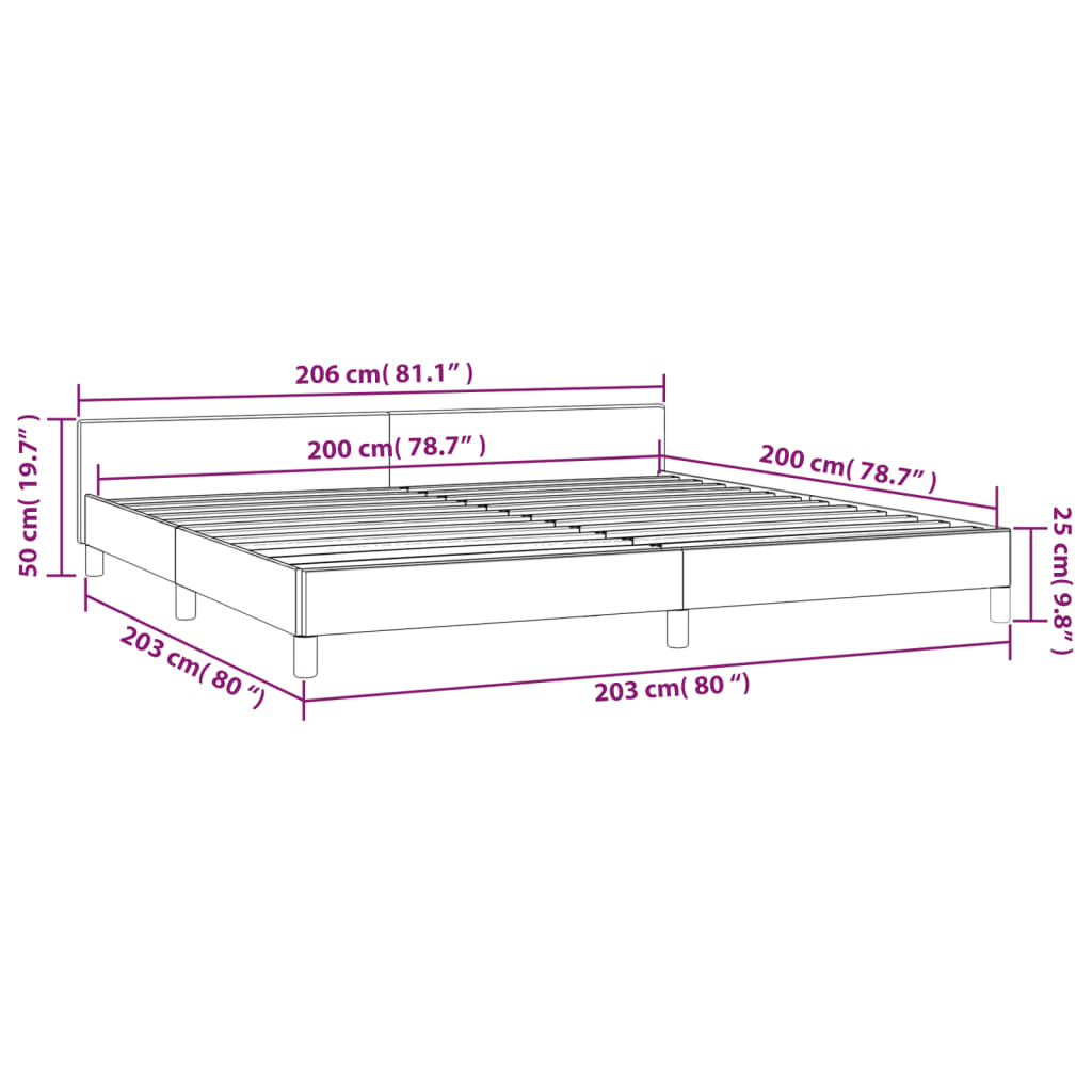 vidaXL Posteljni okvir brez vzmetnice temno siv 200x200 cm blago