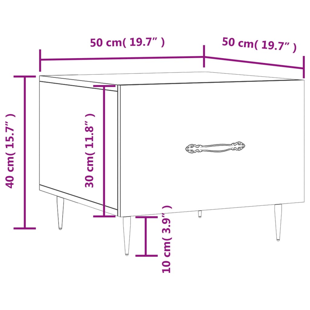 vidaXL Klubske mizice 2 kosa dimljeni hrast 50x50x40 cm inženirski les