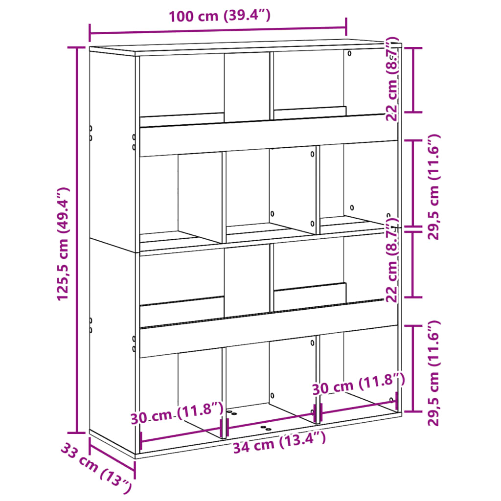 vidaXL Knjižna omara artisian hrast 100x33x125,5 cm inženirski les