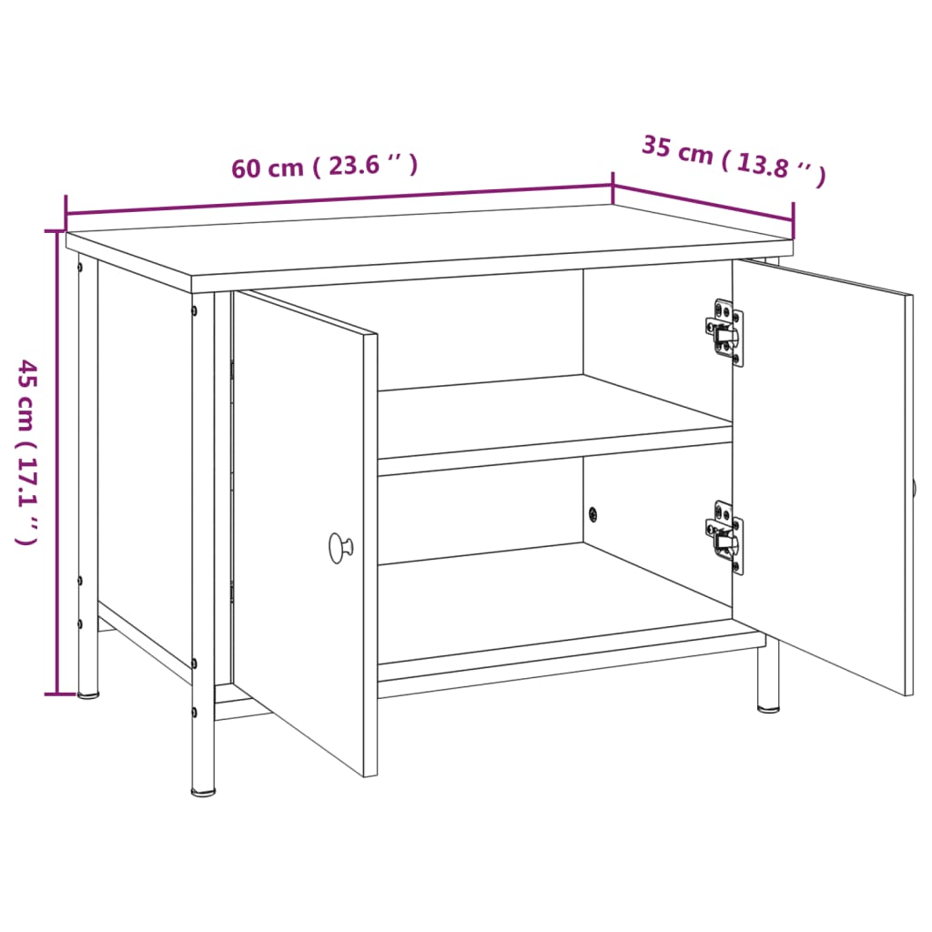 vidaXL TV omarica z vrati sonoma hrast 60x35x45 cm inženirski les