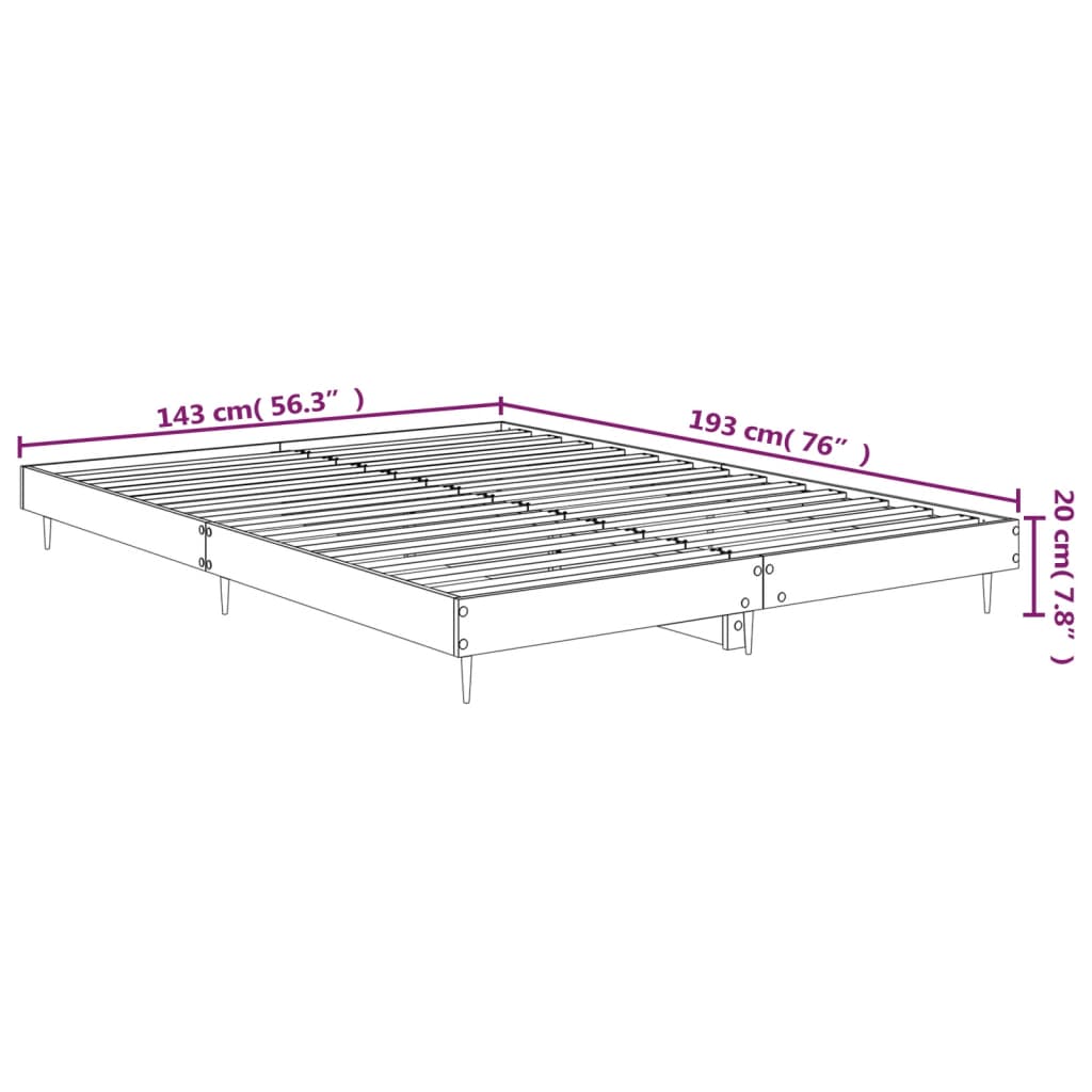 vidaXL Posteljni okvir siva sonoma 140x190 cm inženirski les