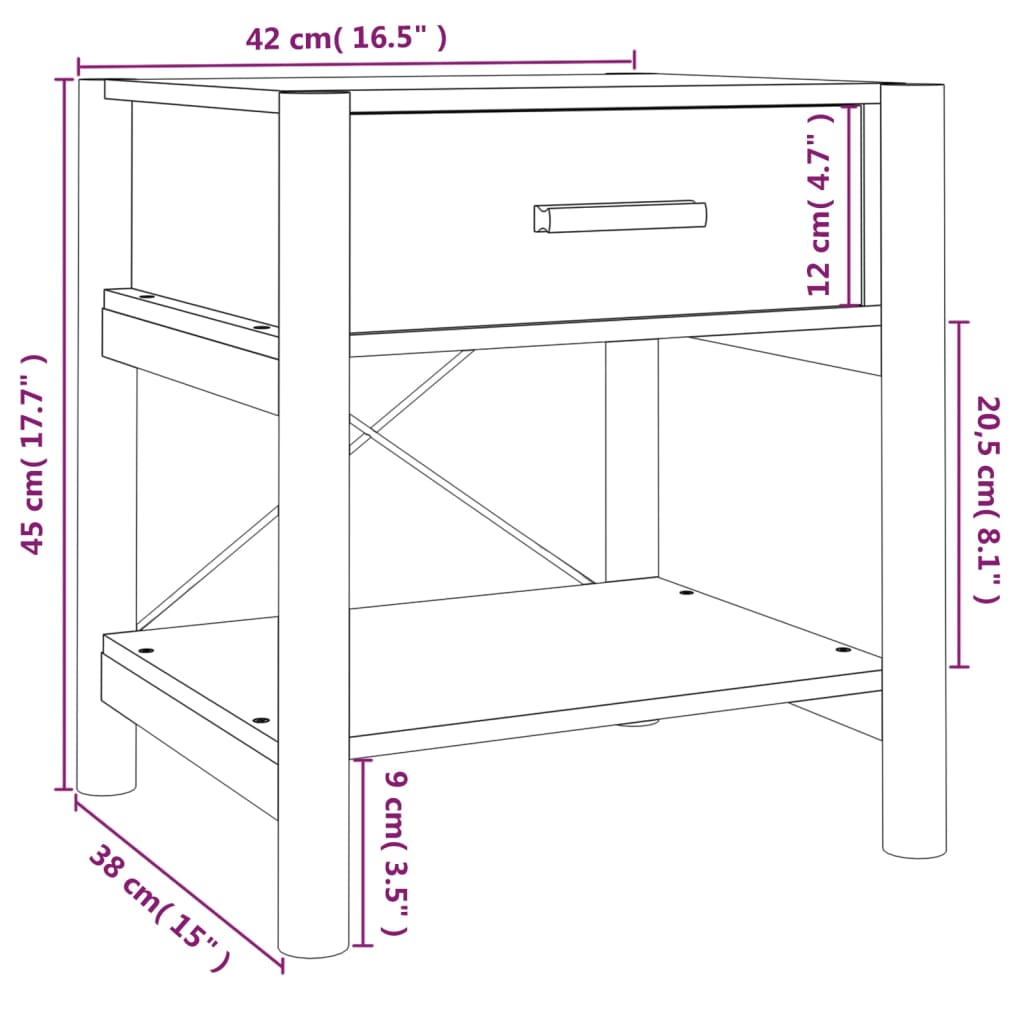 vidaXL Nočna mizica 2 kosa črna 42x38x45 cm inženirski les