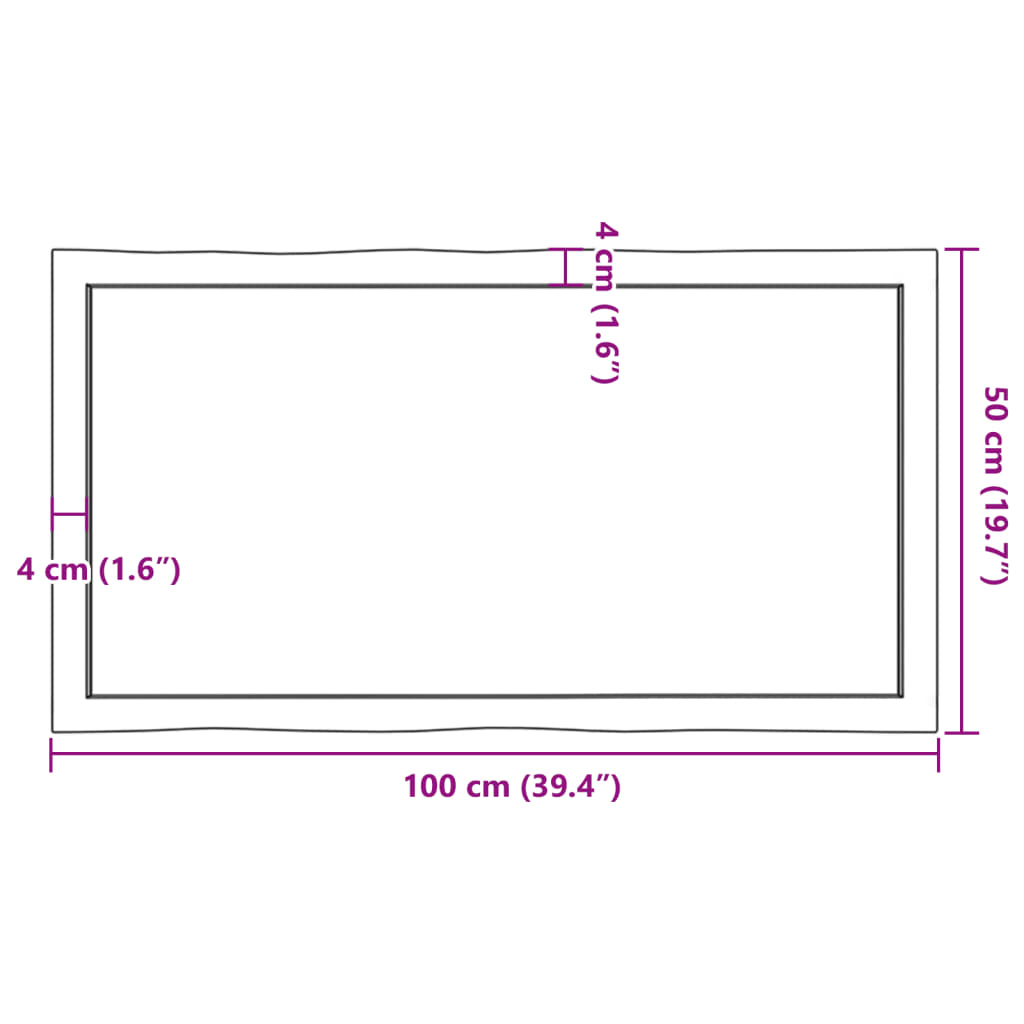 vidaXL Mizna plošča te. rjava 100x50x(2-6)cm obdelana trdna hrastovina