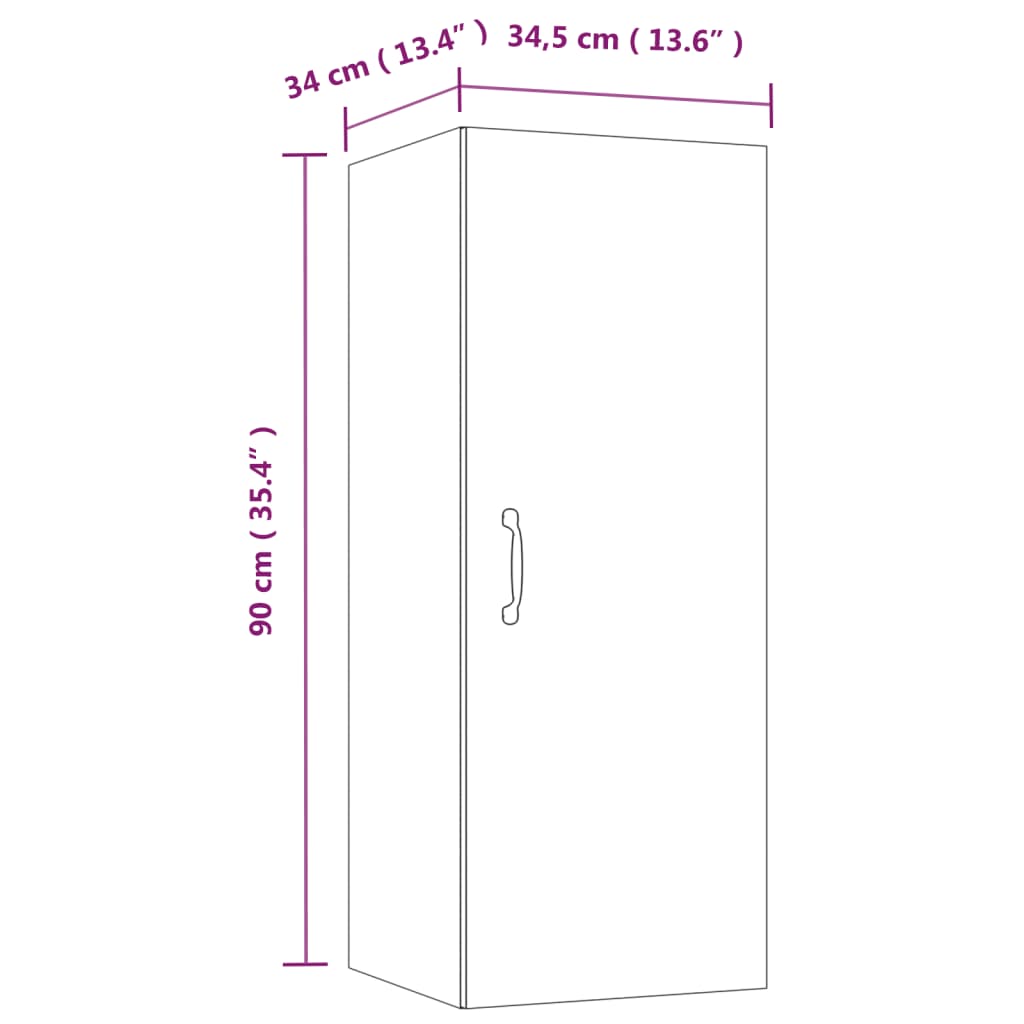 vidaXL Viseča stenska omarica bela 34,5x34x90 cm konstruiran les