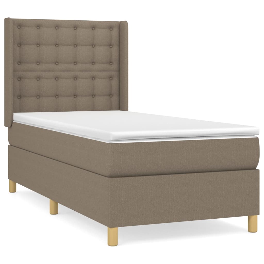 vidaXL Box spring postelja z vzmetnico taupe 90x190 cm blago