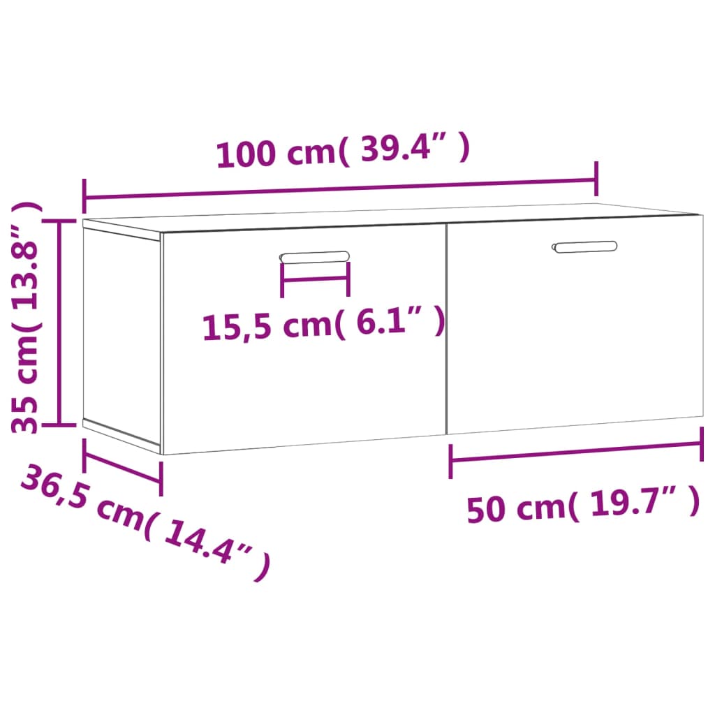 vidaXL Stenska omarica sonoma hrast 100x36,5x35 cm inženirski les