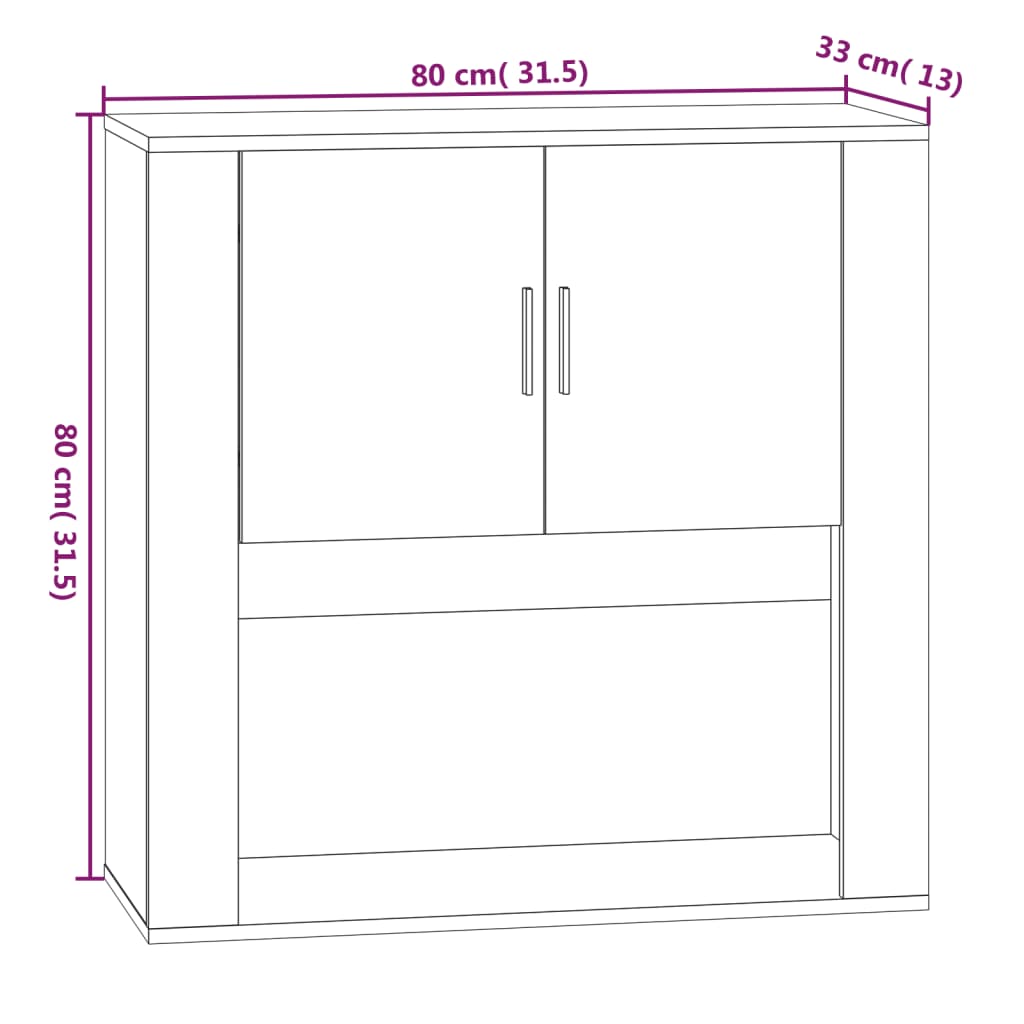 vidaXL Stenska omarica bela 80x33x80 cm inženirski les