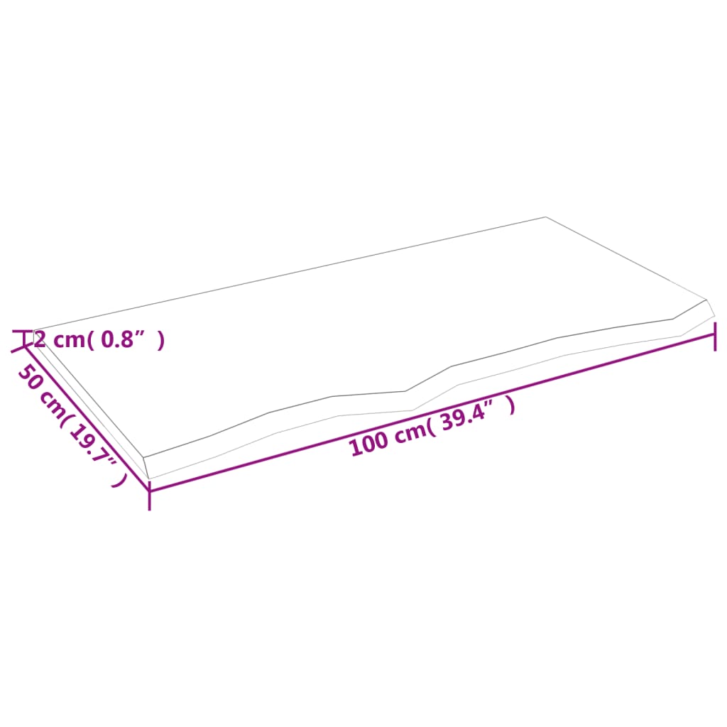 vidaXL Stenska polica temno rjava 100x50x2 cm trdna hrastovina