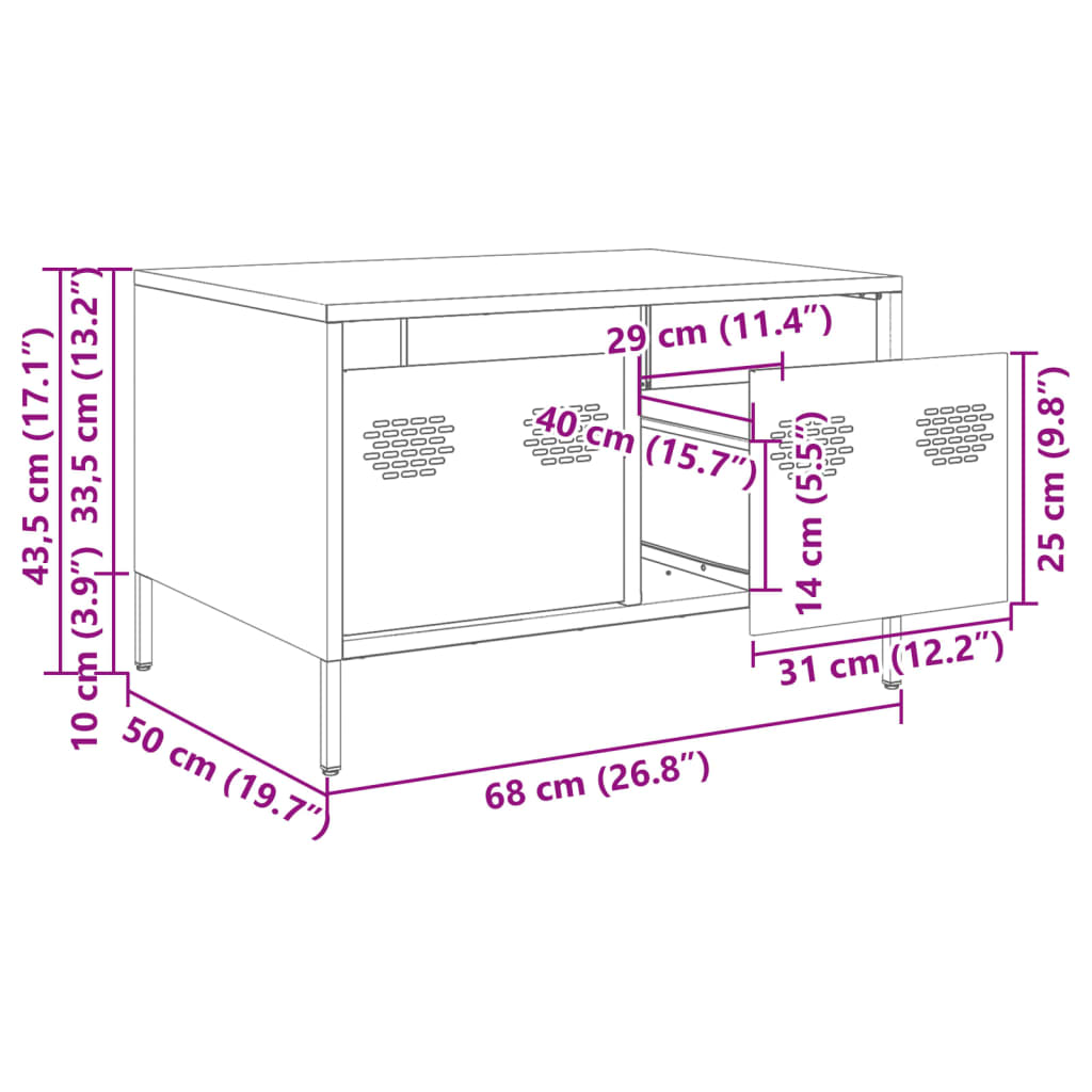 vidaXL TV omarica roza 68x50x43,5 cm hladno valjano jeklo