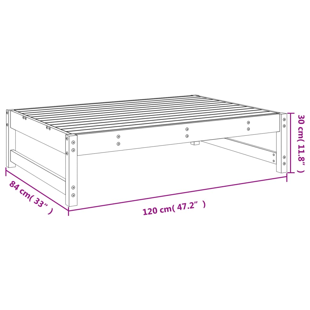 vidaXL Vrtni stolček za noge medeno rjav 120x80 cm trdna borovina