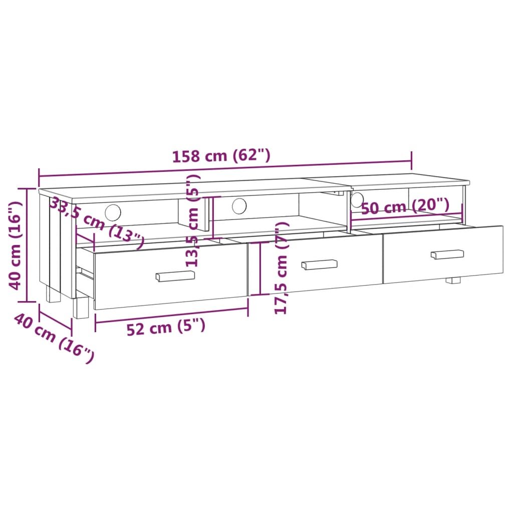 vidaXL TV omarica HAMAR svetlo siva 158x40x40 cm trdna borovina