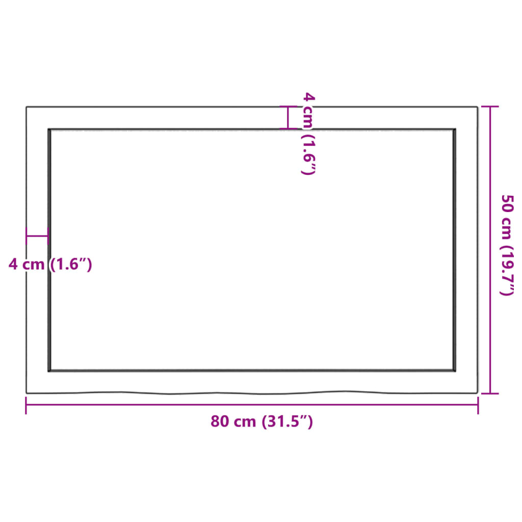 vidaXL Kopalniški pult 80x50x(2-6) cm neobdelan trden les