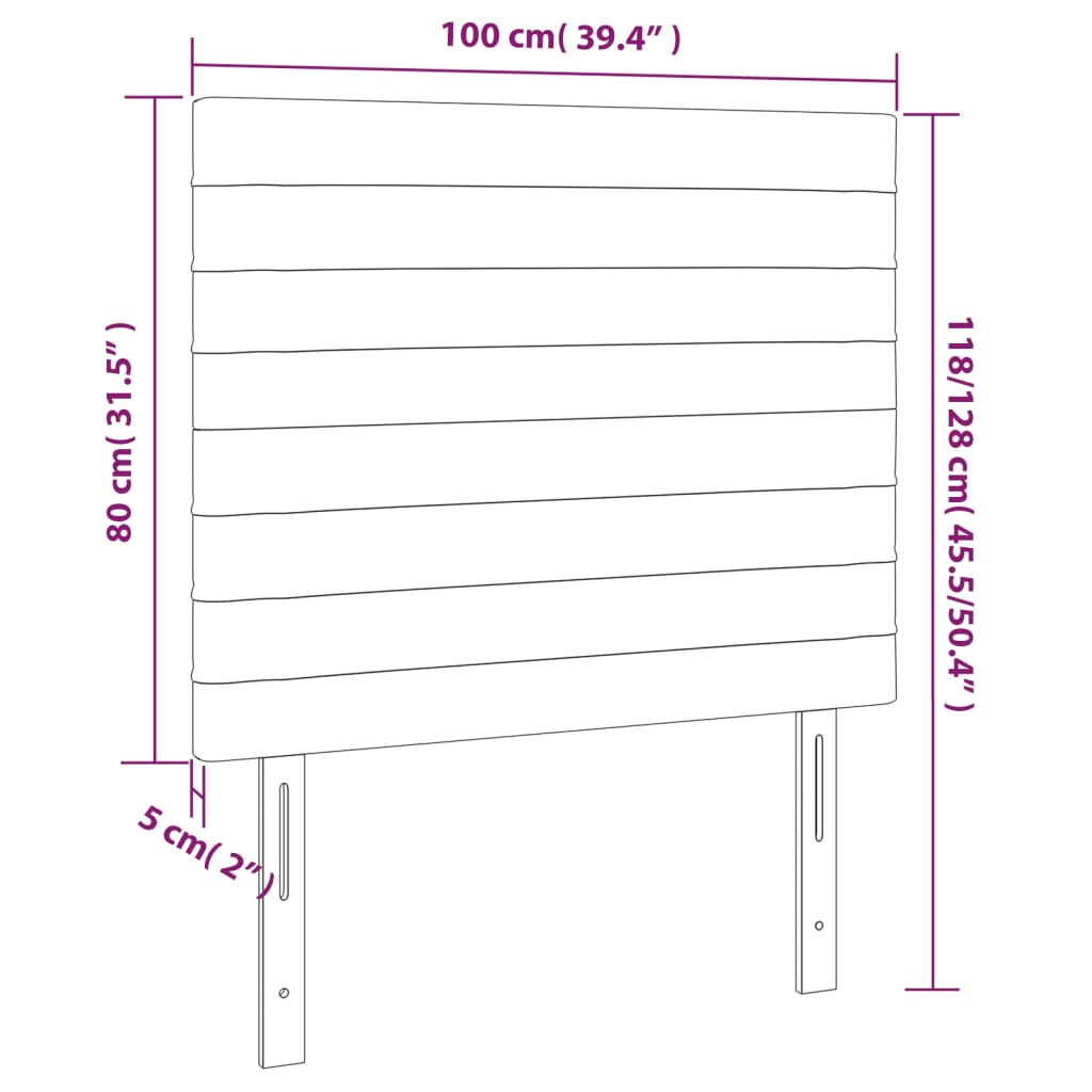 vidaXL LED posteljno vzglavje roza 100x5x118/128 cm žamet