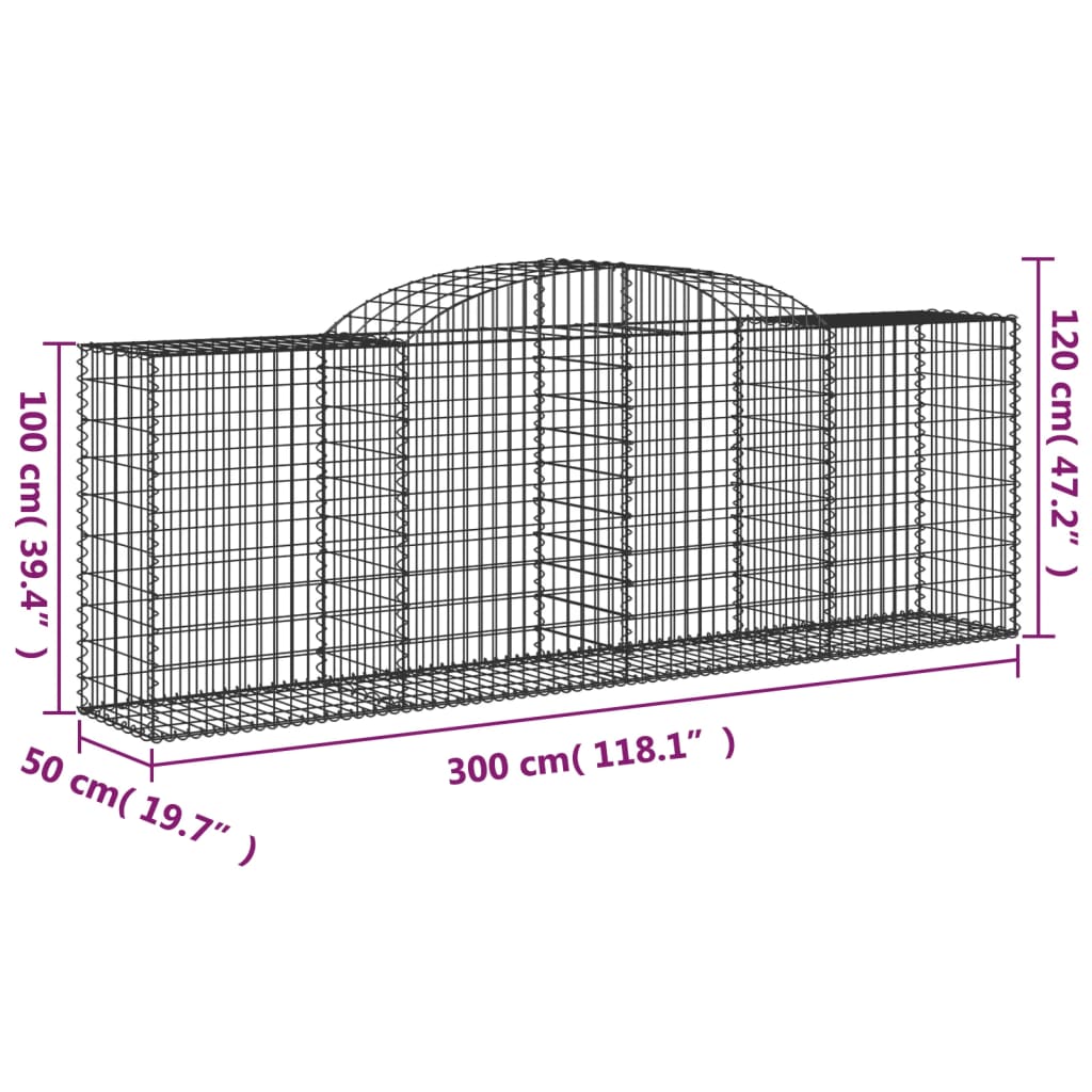 vidaXL Obokana gabionska košara 20 kos 300x50x100/120cm cinkano železo