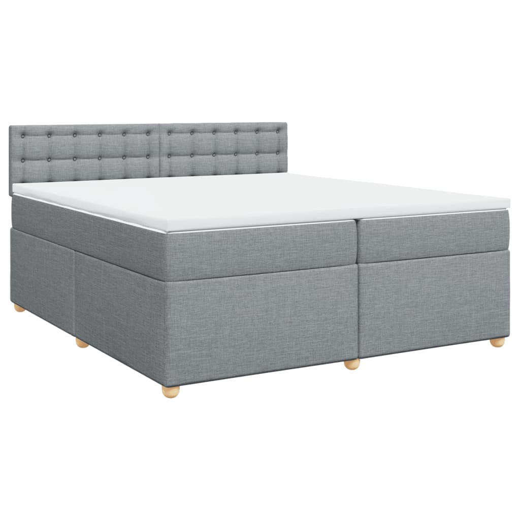 vidaXL Box spring postelja z vzmetnico svetlo siva 200x200 cm blago