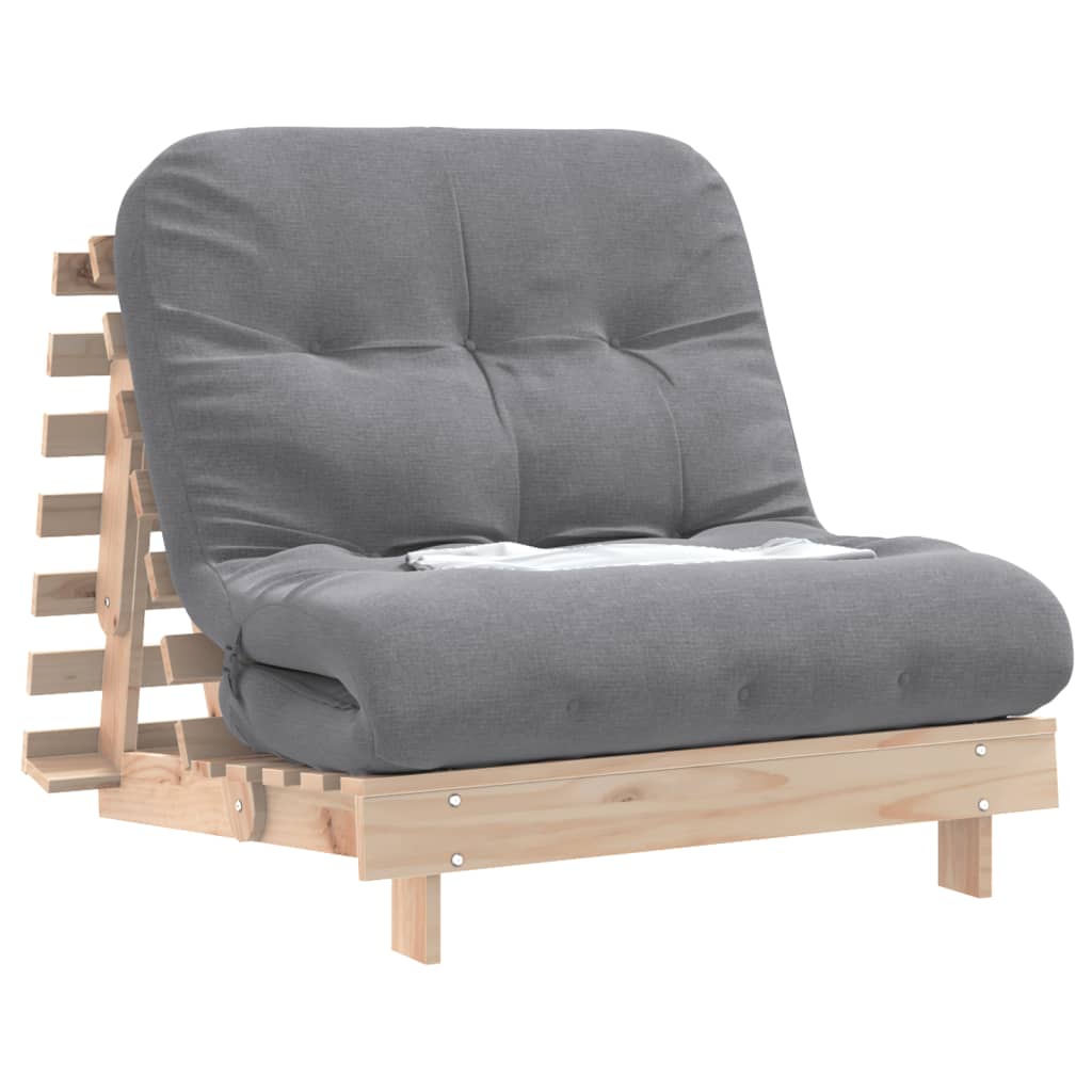 vidaXL Futon z ležiščem 90x206x11 cm trdna borovina