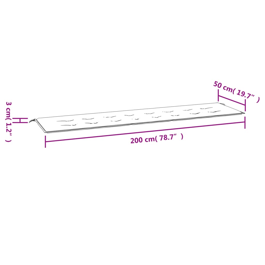 vidaXL Blazina za vrtno klop svetlo zelena 200x50x3 cm oxford tkanina