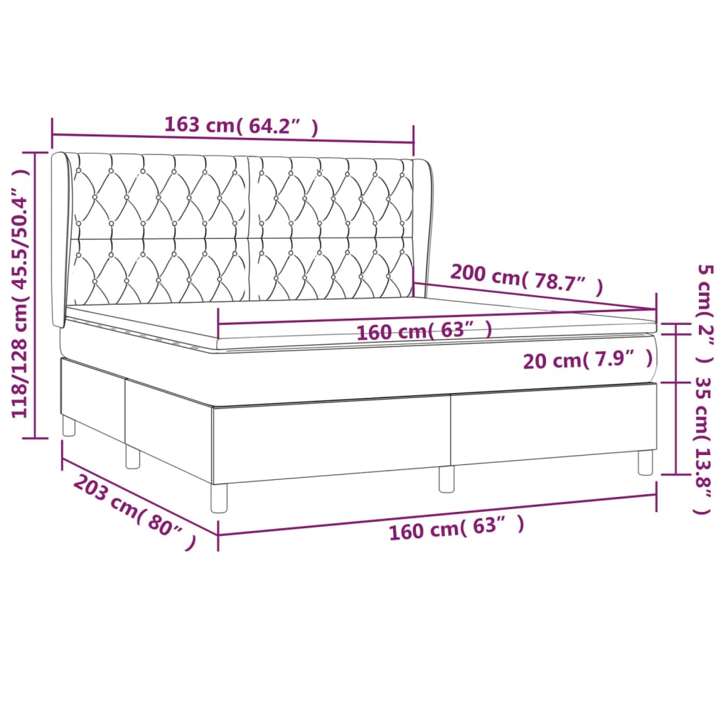 vidaXL Box spring postelja z vzmetnico krem 160x200 cm blago