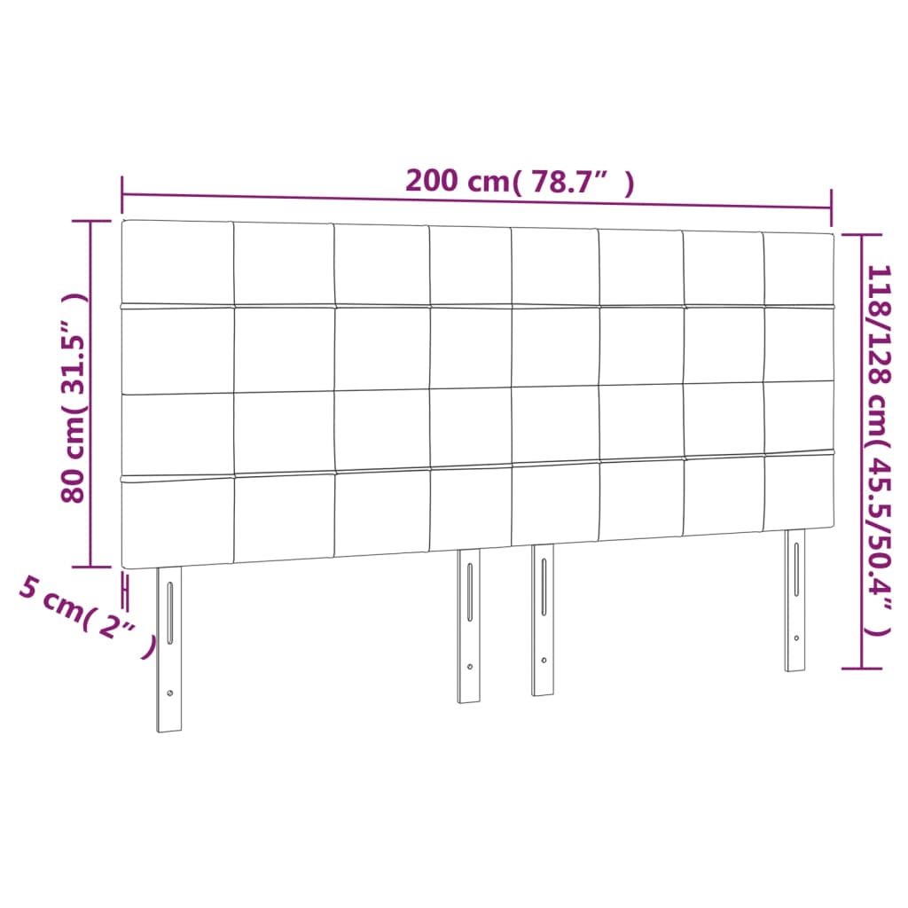 vidaXL LED posteljno vzglavje temno zeleno 200x5x118/128 cm žamet