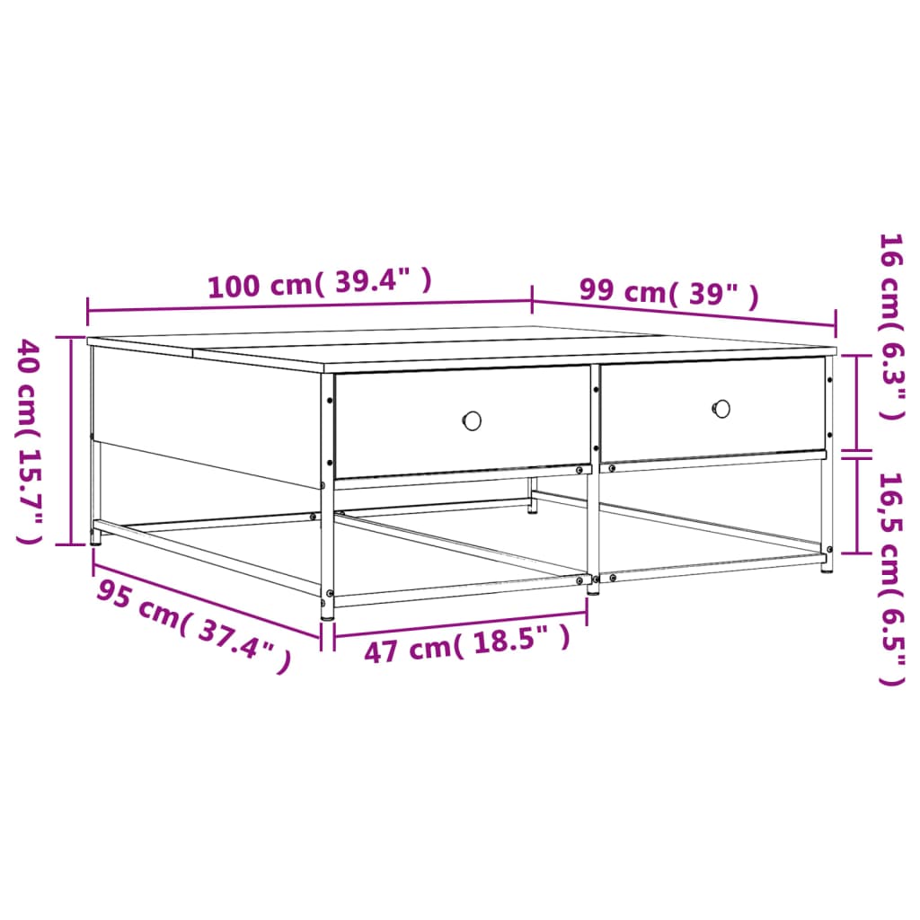 vidaXL Klubska mizica sonoma hrast 100x99x40 cm inženirski les