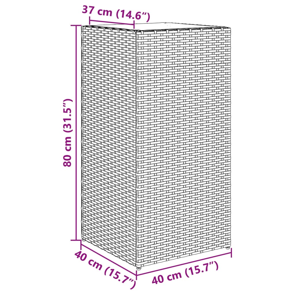 vidaXL Vrtna korita 2 kosa črna 40x40x80 cm poli ratan