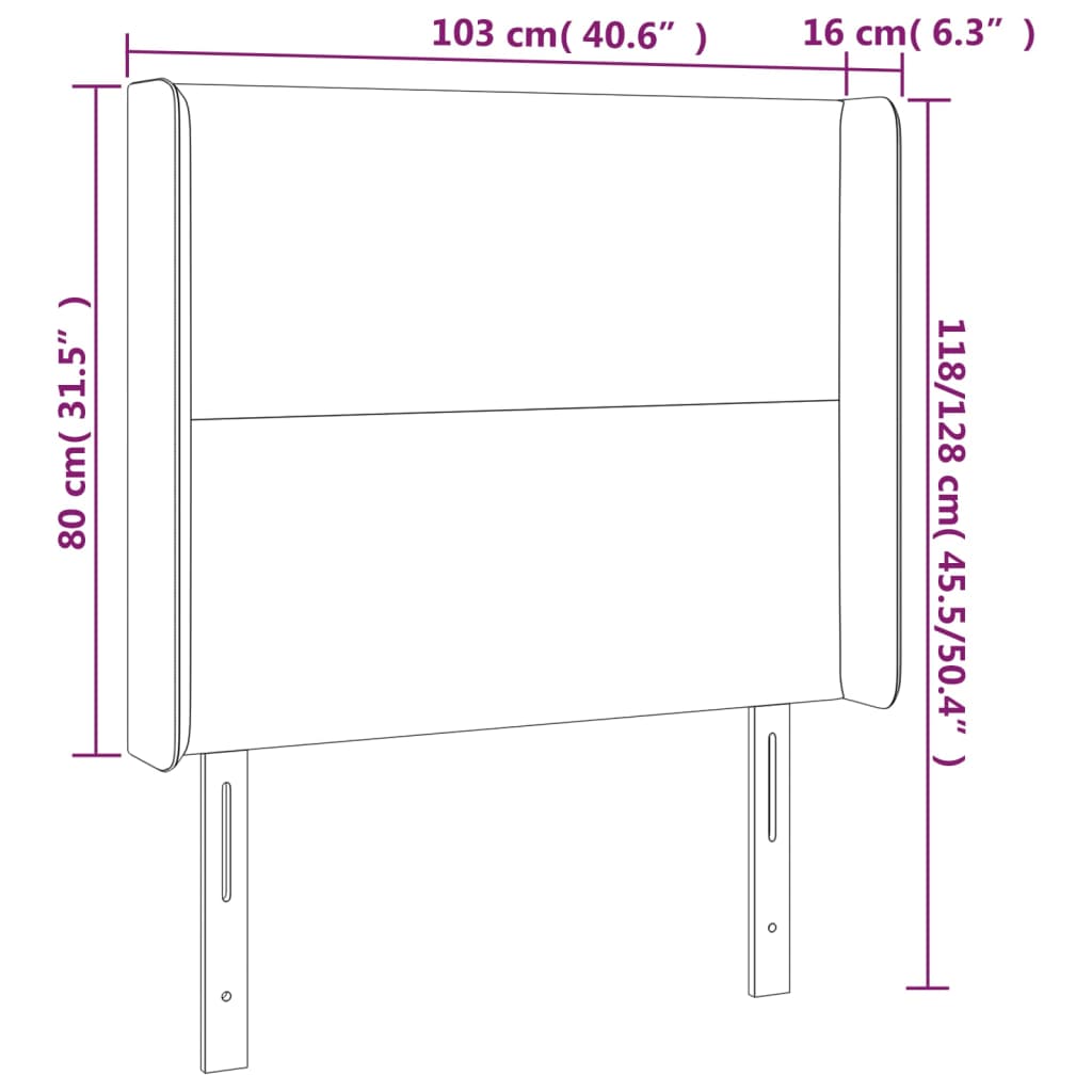 vidaXL LED posteljno vzglavje temno modro 103x16x118/128 cm žamet