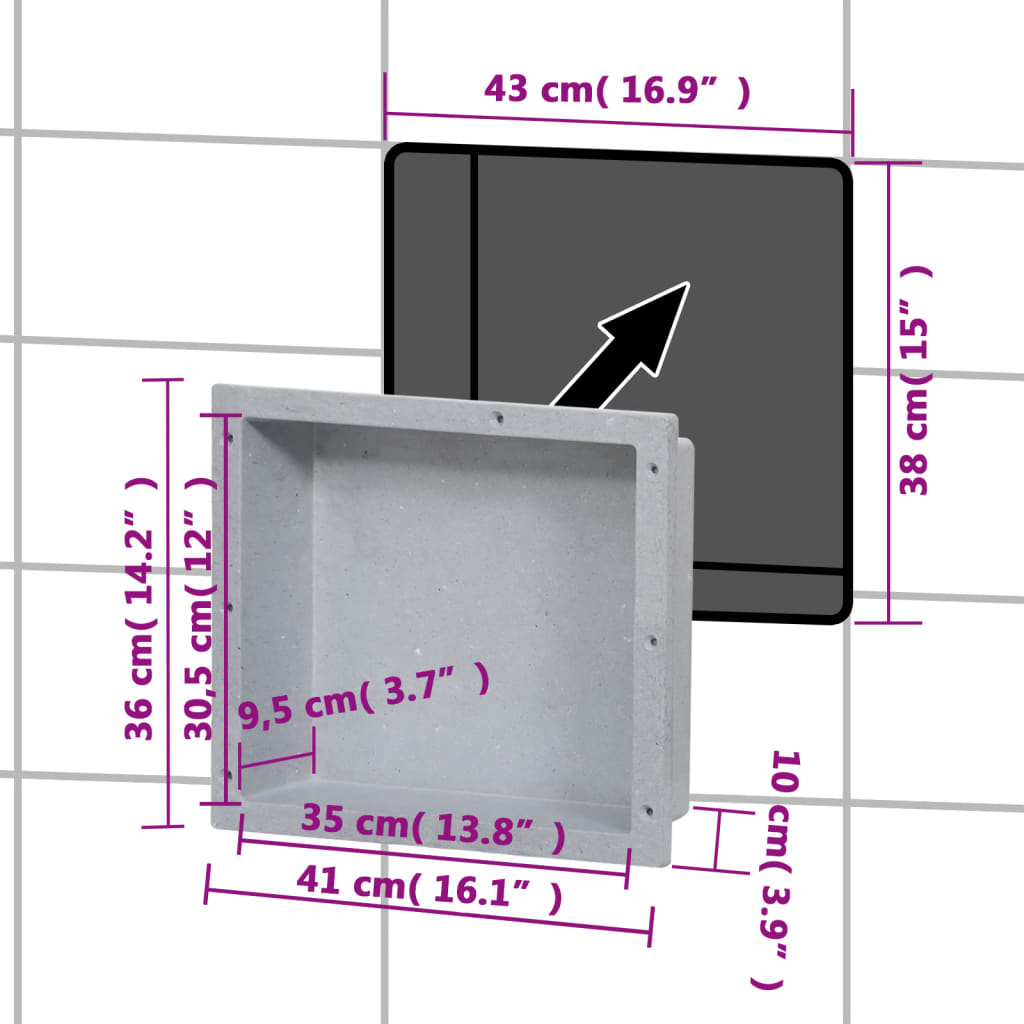 vidaXL Niša za tuš kabino mat siva 41x36x10 cm