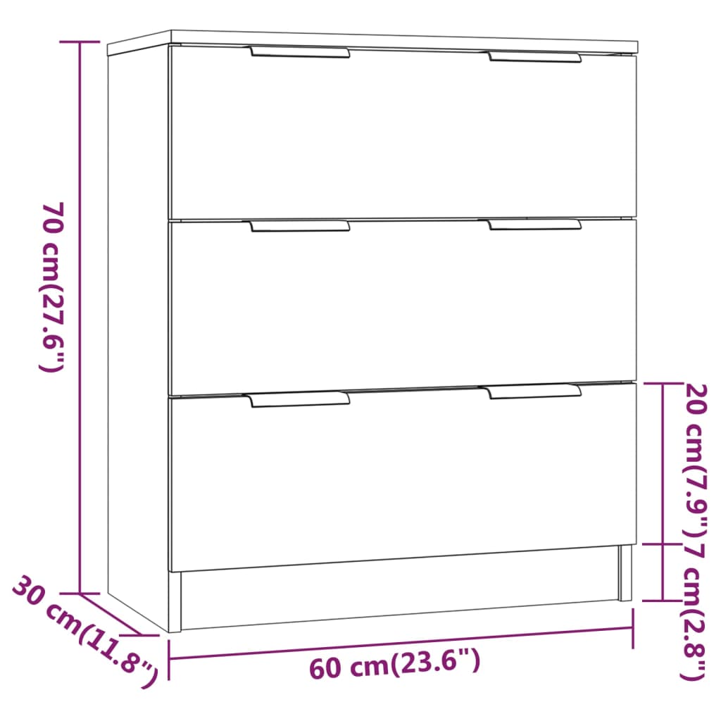 vidaXL Komoda črna 60x30x70 cm inženirski les