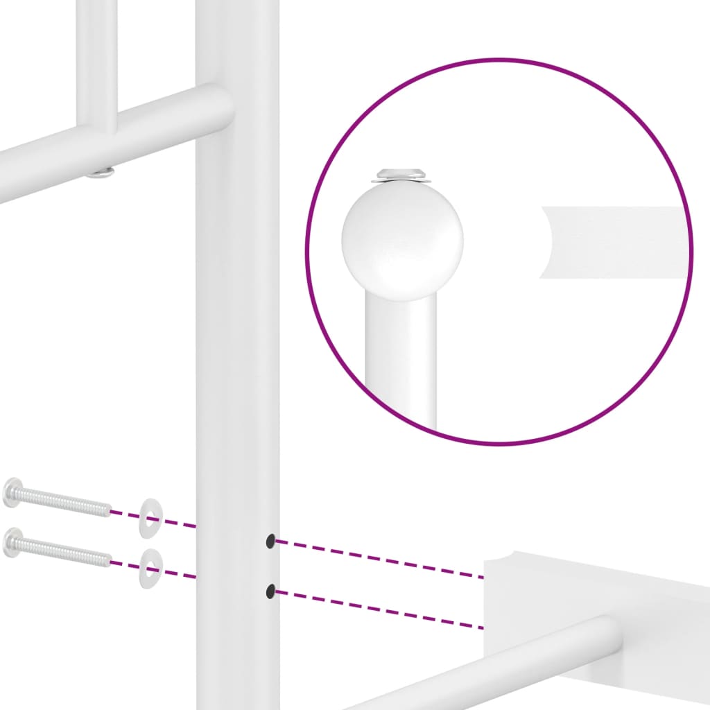 vidaXL Kovinski posteljni okvir z vzglavjem in vznožjem bel 183x213 cm