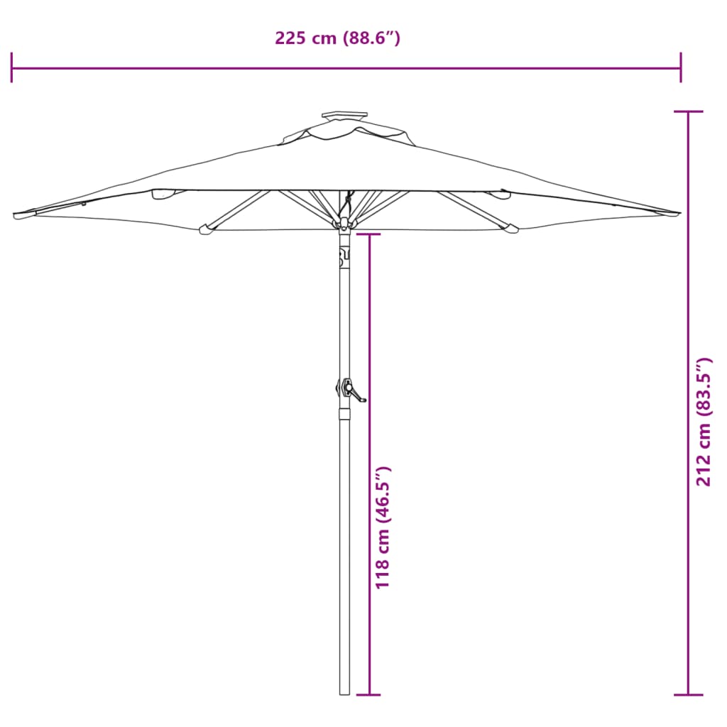 vidaXL Vrtni senčnik z jeklenim drogom zelen 225x225x212 cm