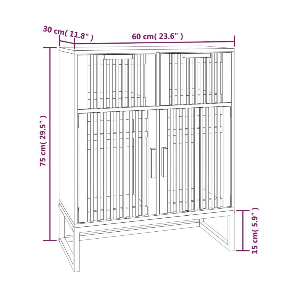 vidaXL Komoda črna 60x30x75 cm inženirski les