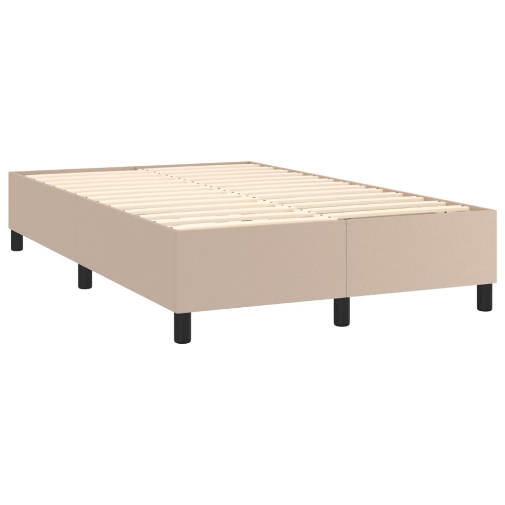 vidaXL Box spring postelja z vzmetnico kapučino 120x200cm umetno usnje