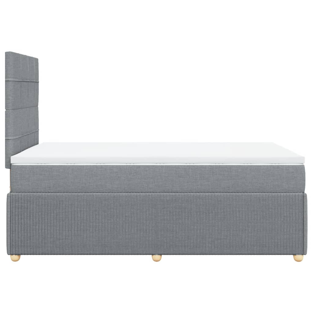 vidaXL Boxspring postelja z vzmetnico svetlo siva 120x190 cm blago