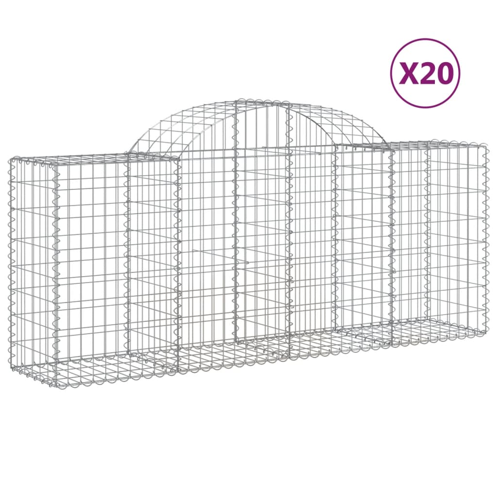 vidaXL Obokane gabion košare 20 kosov 200x50x80/100 cm cinkano železo