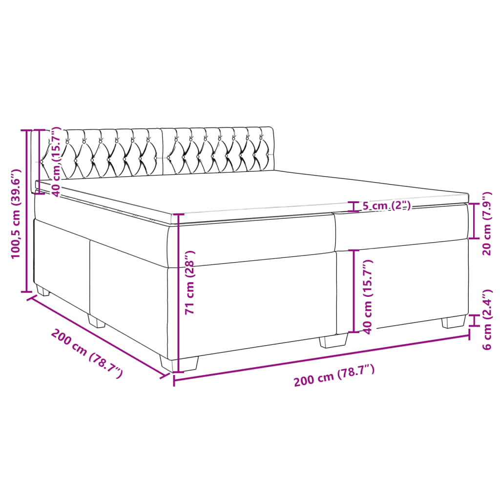 vidaXL Box spring postelja z vzmetnico roza 200x200 cm žamet