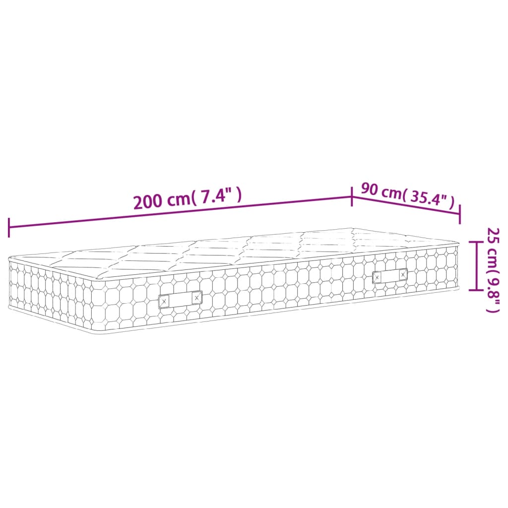 vidaXL Vzmetnica z žepkastim vzmetenjem srednje trda 90x200 cm