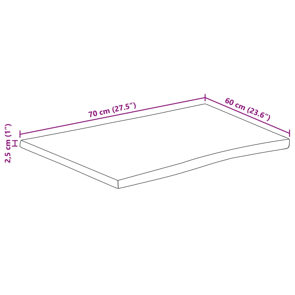 vidaXL Mizna plošča z naravnim robom 70x60x2,5 cm trden robusten mango