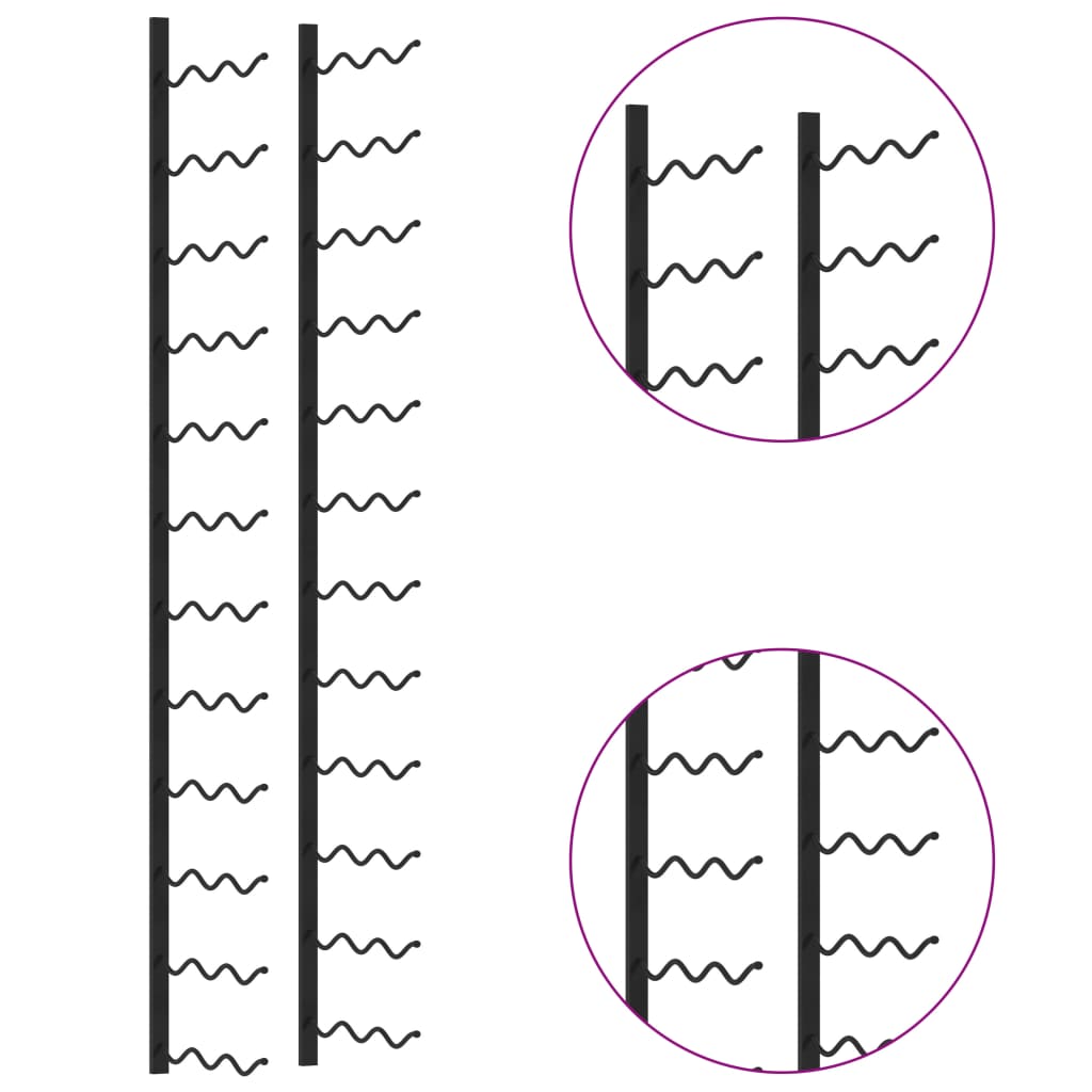 vidaXL Stensko stojalo za vino za 36 steklenic črno železo