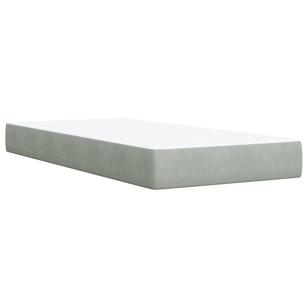 vidaXL Box spring postelja z vzmetnico svetlo siva 90x200 cm žamet