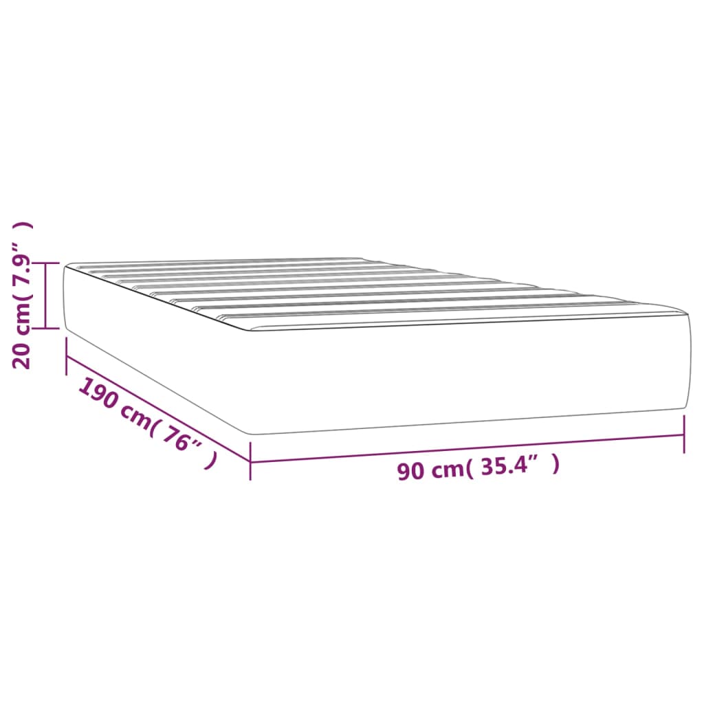 vidaXL Vzmetnica z žepkasto vzmetjo temno siva 90x190x20 cm žamet