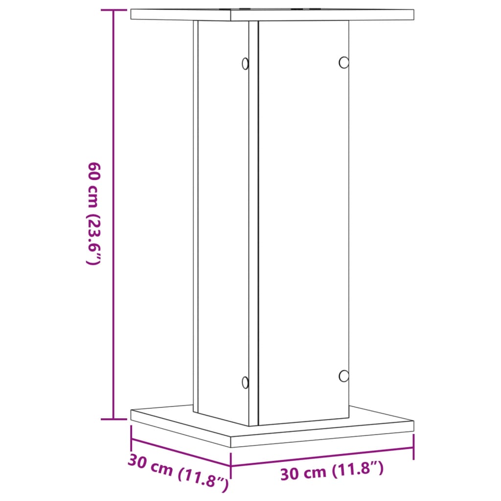 vidaXL Stojalo za rastline 2 kosa siva sonoma 30x30x60 cm inž. les